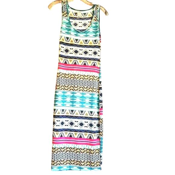 Love Ari Bodycon Sheath Dress Size L Sleeveless Stretch Midi Southwest Print - Picture 1 of 9